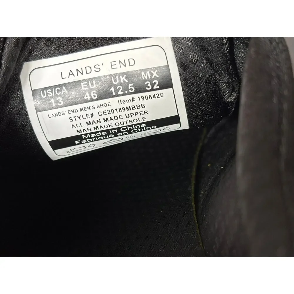 Lands End Sport Oxford Comfort Shoes Mens Size 13 Black & White 1908426 NEW